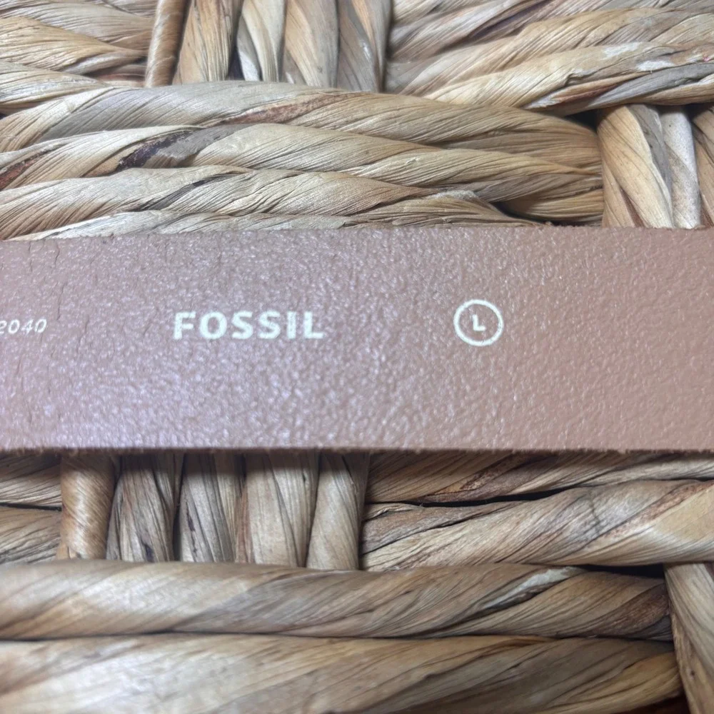 Fossil Womens Belt Sz L Silver Leather Metallic 43